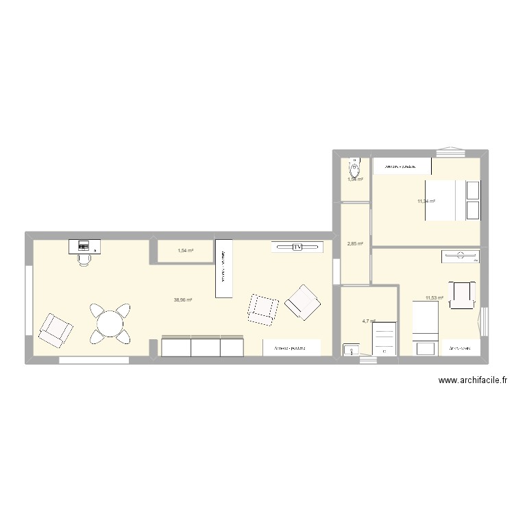 GARAGE V3. Plan de 7 pièces et 72 m2