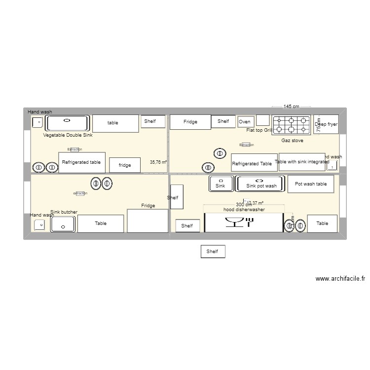 ZAMBIA kitchen 4. Plan de 2 pièces et 49 m2