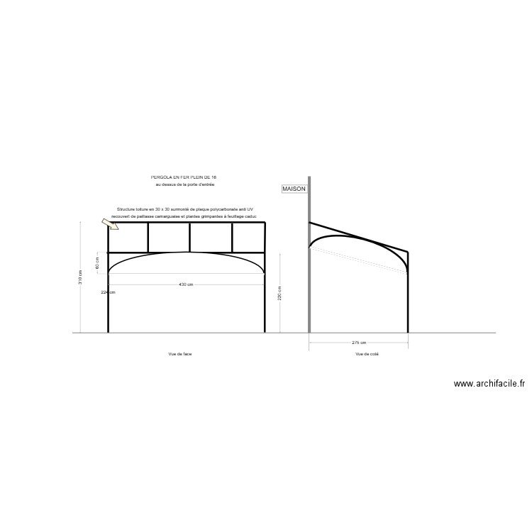 Pergola en coupe. Plan de 0 pièce et 0 m2