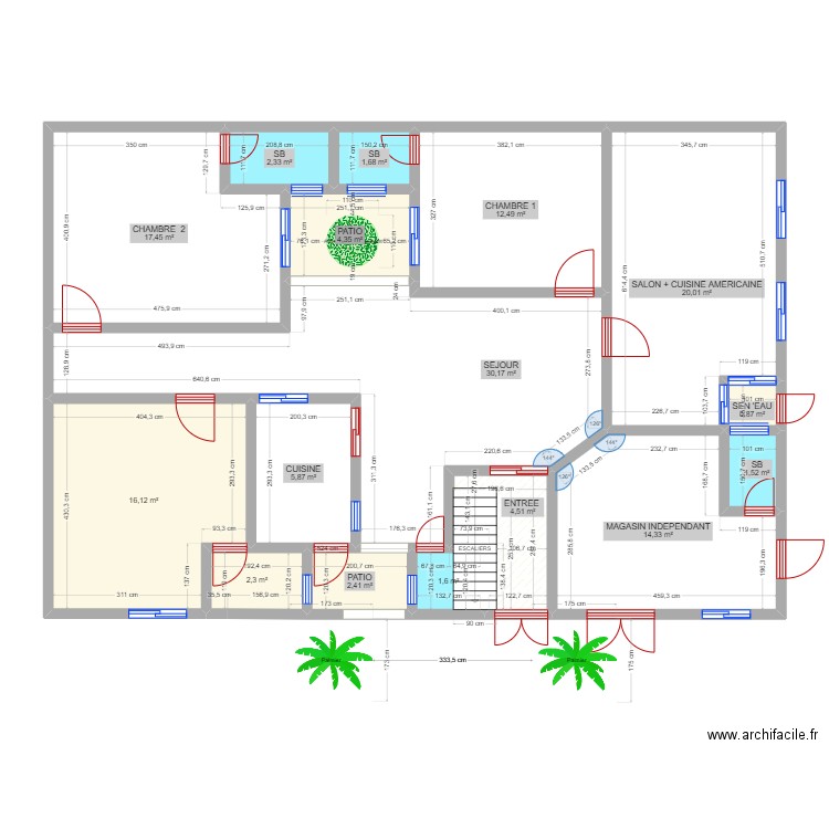 Ndiakhirate II - Plan de modification. Plan de 16 pièces et 138 m2