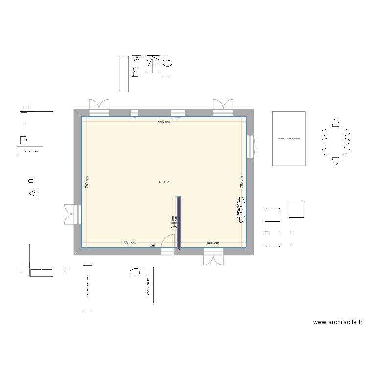 maison vide. Plan de 1 pièce et 78 m2