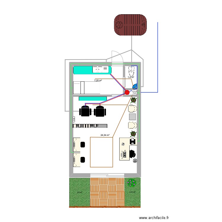 local1. Plan de 4 pièces et 33 m2