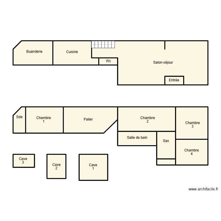 DOUARNENEZ DANNIEL. Plan de 17 pièces et 86 m2