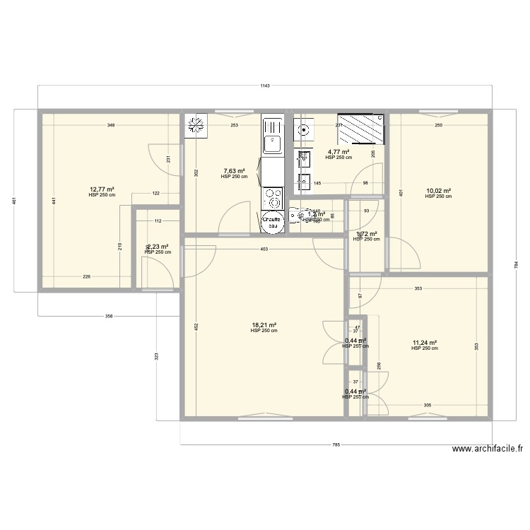 Maison Vimy. Plan de 11 pièces et 71 m2