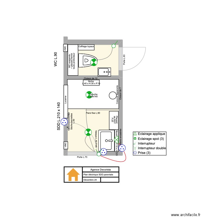 Gde Armée - SDD - ELECT DEF. Plan de 1 pièce et 4 m2