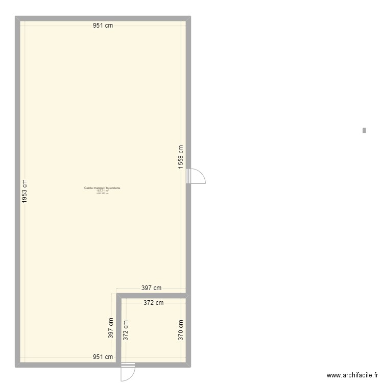 Début. Plan de 1 pièce et 184 m2