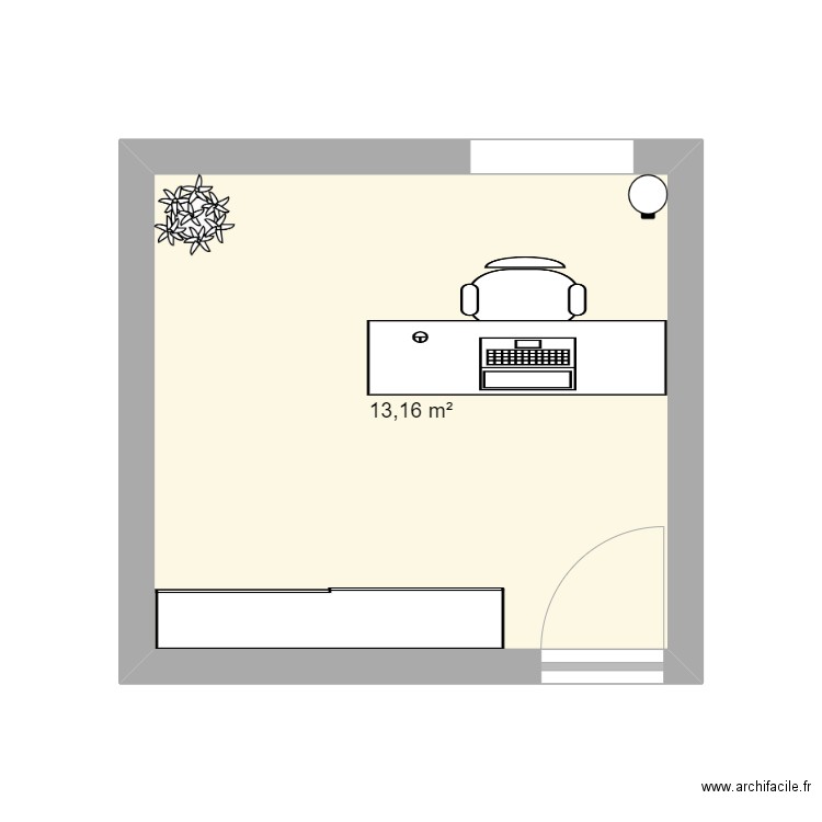 BUREAU 20. Plan de 1 pièce et 13 m2