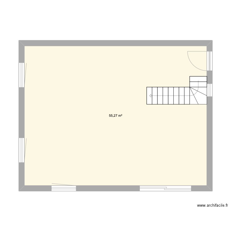 E&B. Plan de 1 pièce et 55 m2