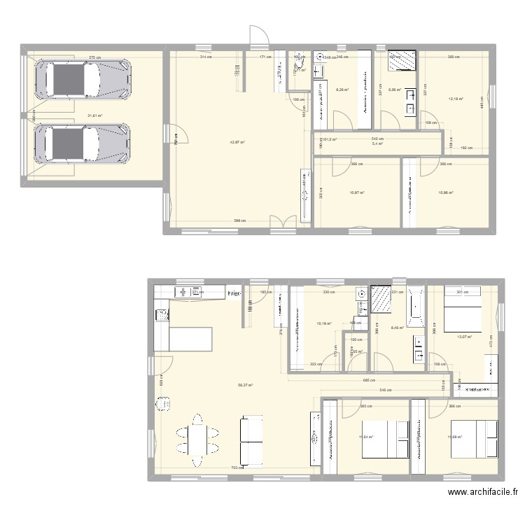 Projet maison. Plan de 9 pièces et 229 m2