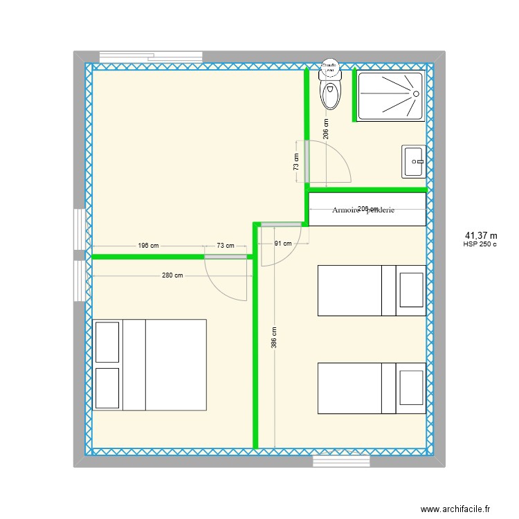 Projet Broc. Plan de 1 pièce et 41 m2