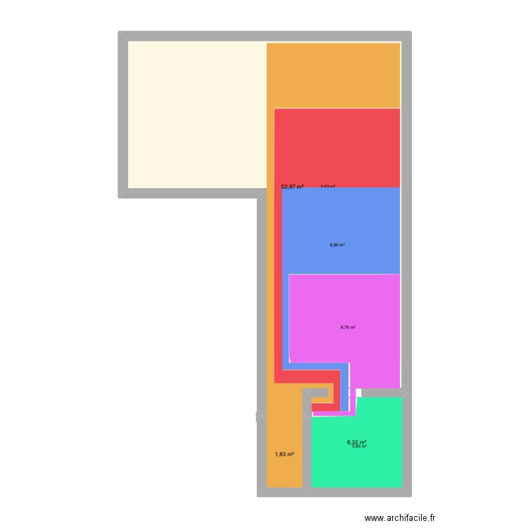 malchaire sol. Plan de 3 pièces et 61 m2