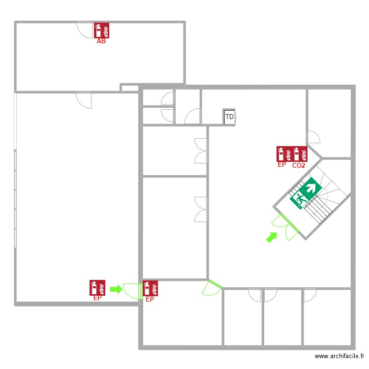 OHM R+1 disposition des tables. Plan de 15 pièces et 368 m2