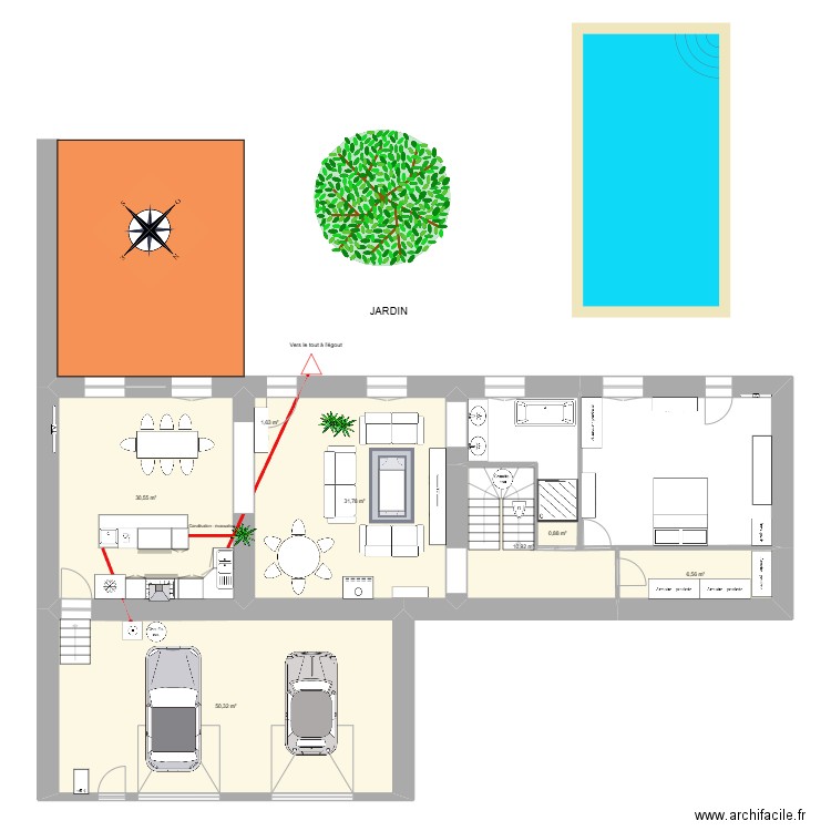 TOUVRE EVACUATION DES EAUX CUISINE/LAVE-LINGE. Plan de 17 pièces et 246 m2