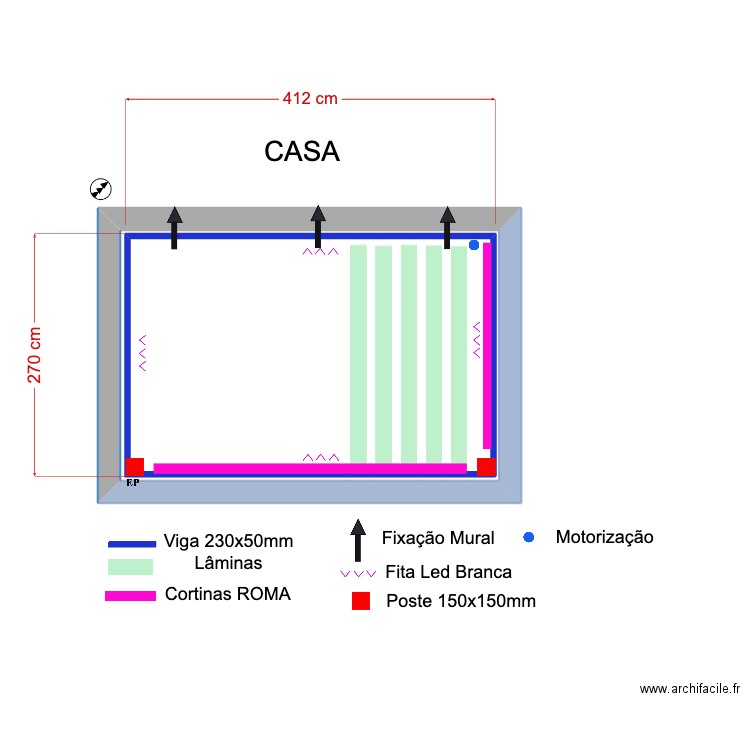 VASCONCELOS. Plan de 2 pièces et 22 m2