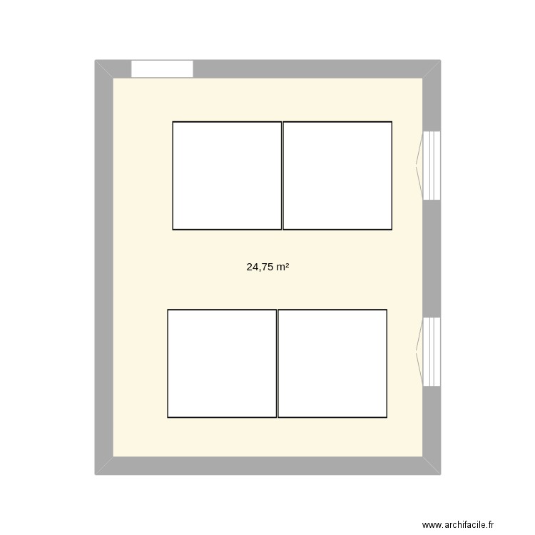 bureau. Plan de 1 pièce et 25 m2