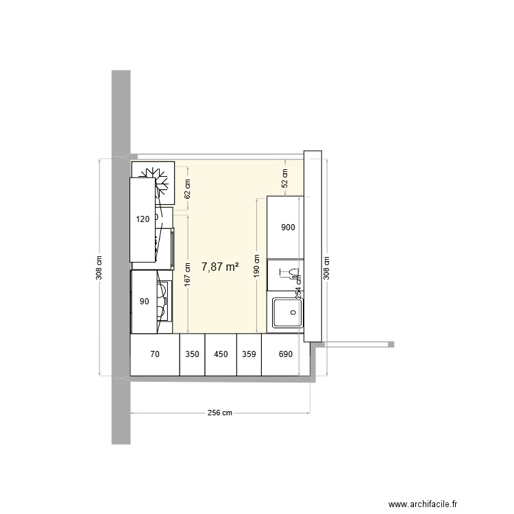 Cuisine 2. Plan de 1 pièce et 8 m2