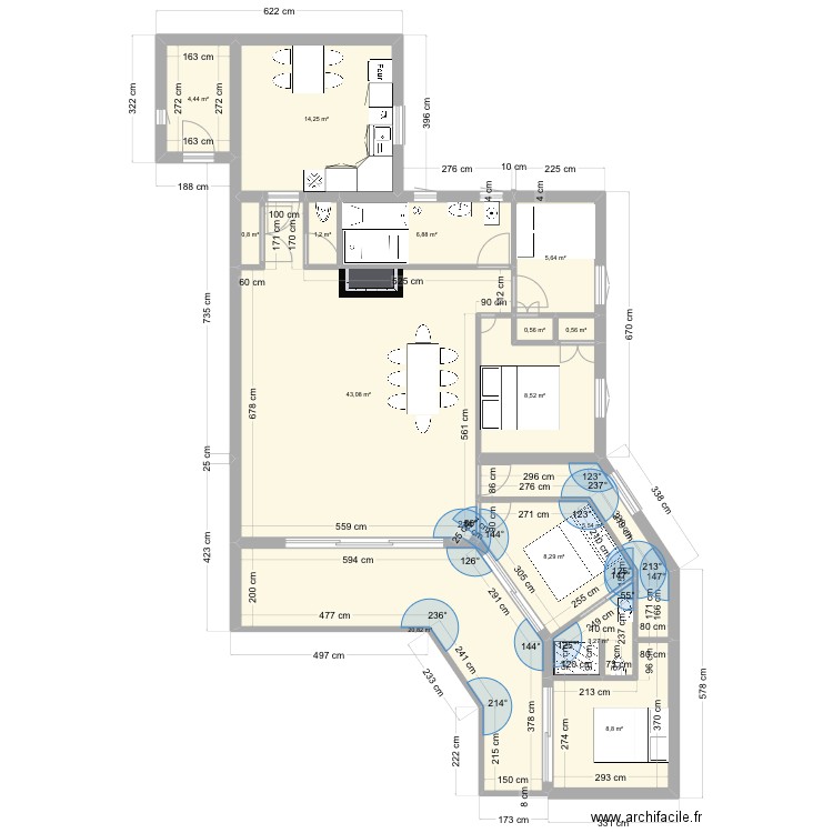 Ascou projet 2. Plan de 15 pièces et 133 m2