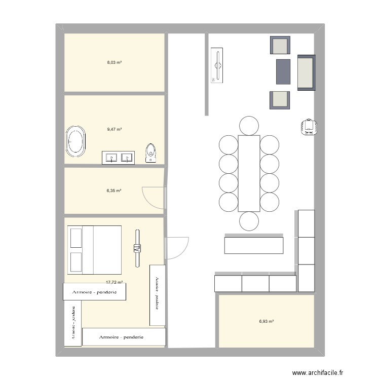 prjt 2 . Plan de 5 pièces et 48 m2