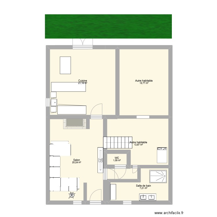 APRES. Plan de 6 pièces et 79 m2