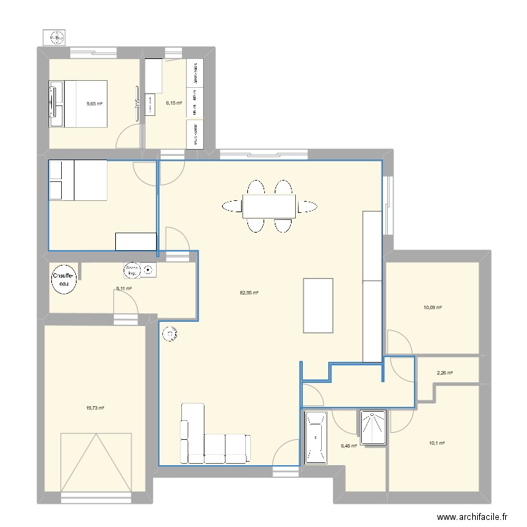 Maison . Plan de 9 pièces et 157 m2