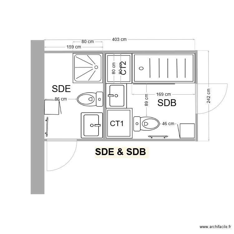 SDE & SDB. Plan de 0 pièce et 0 m2