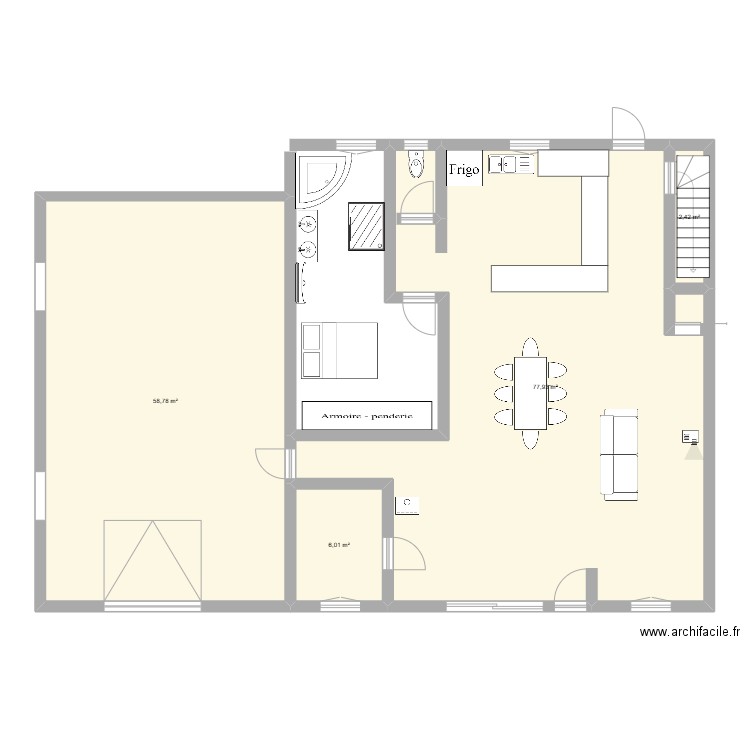 MAISON. Plan de 4 pièces et 145 m2