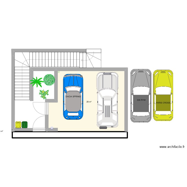 Place de parking. Plan de 2 pièces et 28 m2