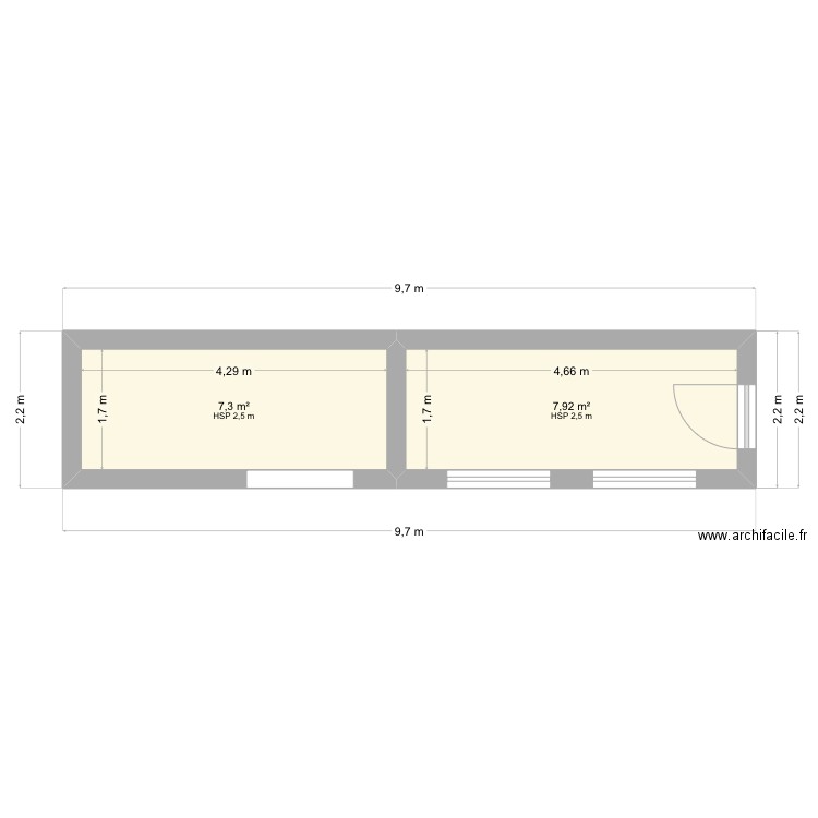 Dépendance. Plan de 2 pièces et 15 m2