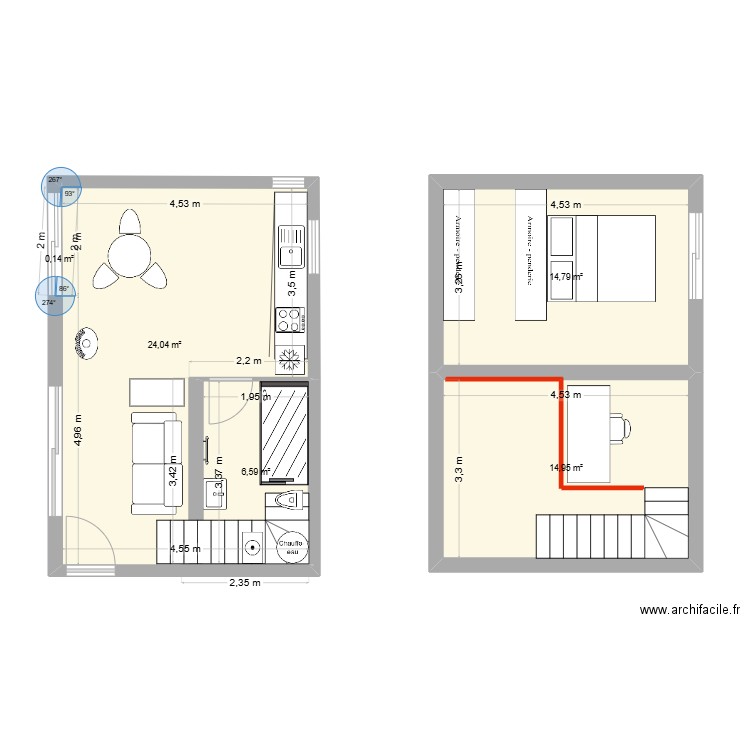 maison1. Plan de 5 pièces et 61 m2