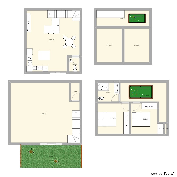 RDC - Saint Pantaleon. Plan de 7 pièces et 79 m2