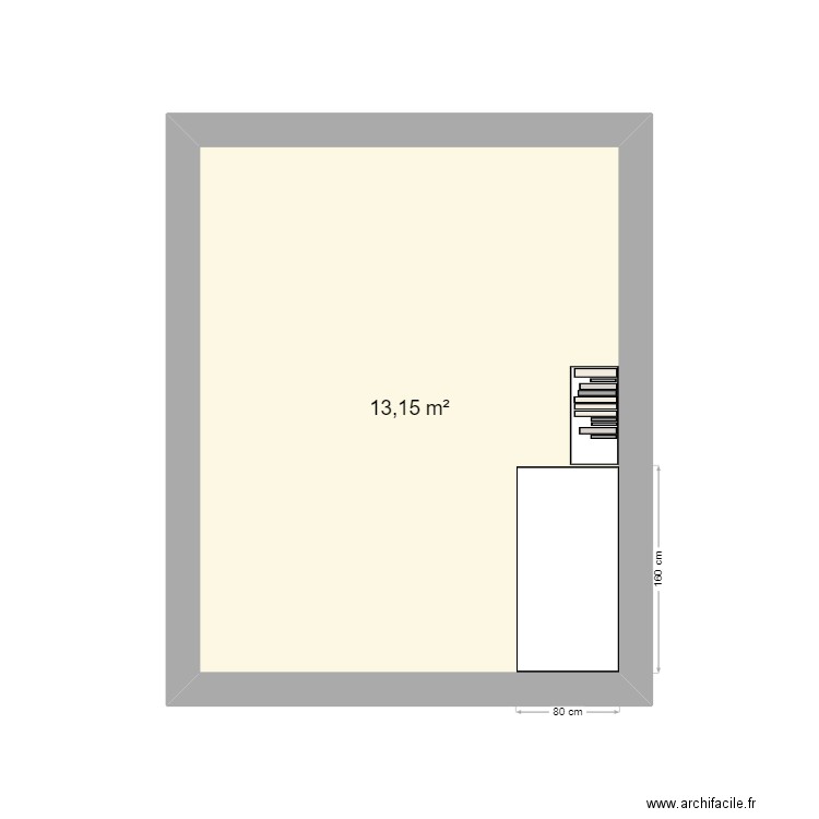 chambre. Plan de 1 pièce et 13 m2