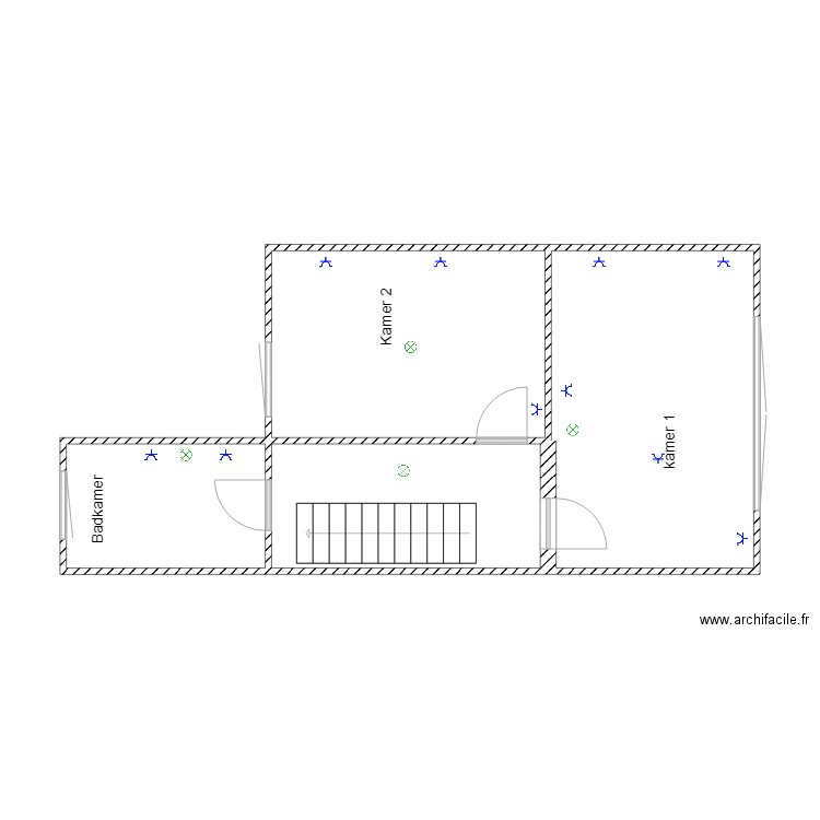 plan Kardinaalstraat 1ste verdiep 2. Plan de 5 pièces et 44 m2