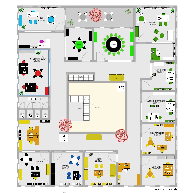 OFFICE LOFT. Plan de 55 pièces et 2099 m2