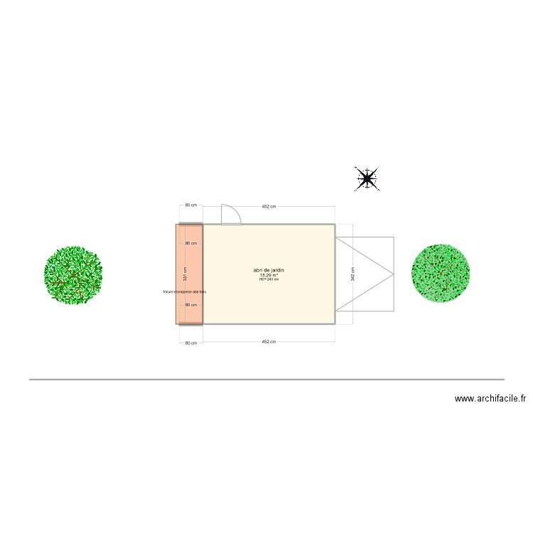 abri jardin. Plan de 1 pièce et 15 m2