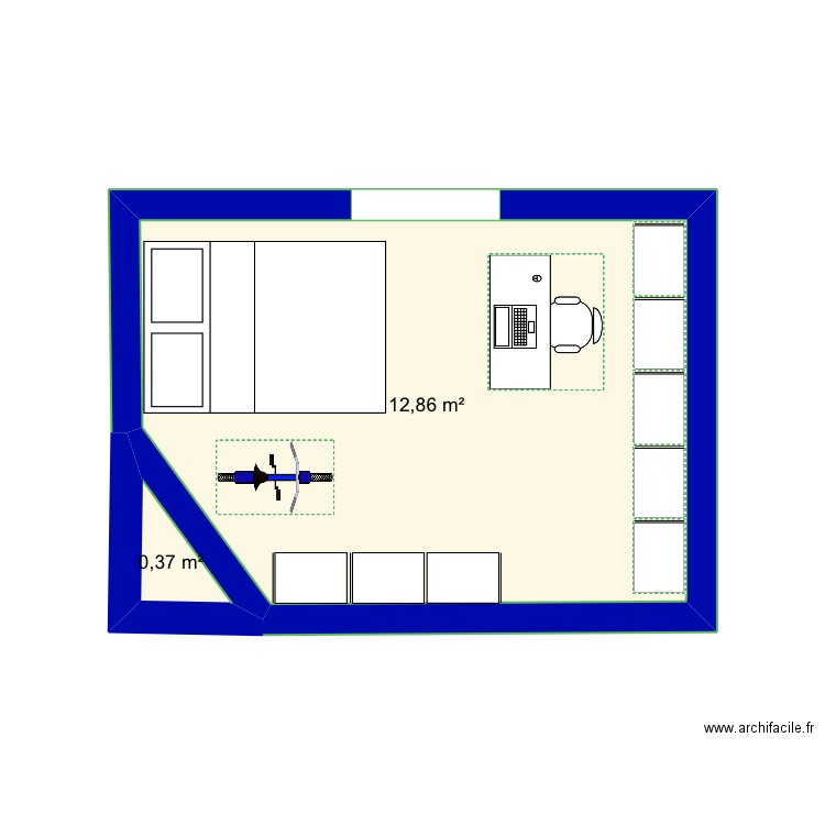 Bureau Brigitte. Plan de 2 pièces et 13 m2