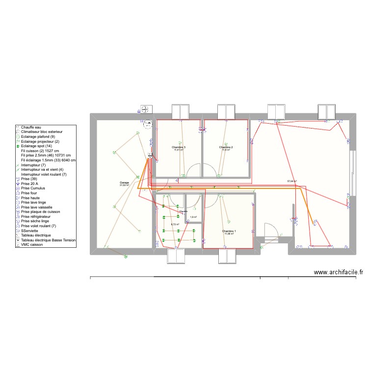 plan maison 100m2. Plan de 7 pièces et 134 m2