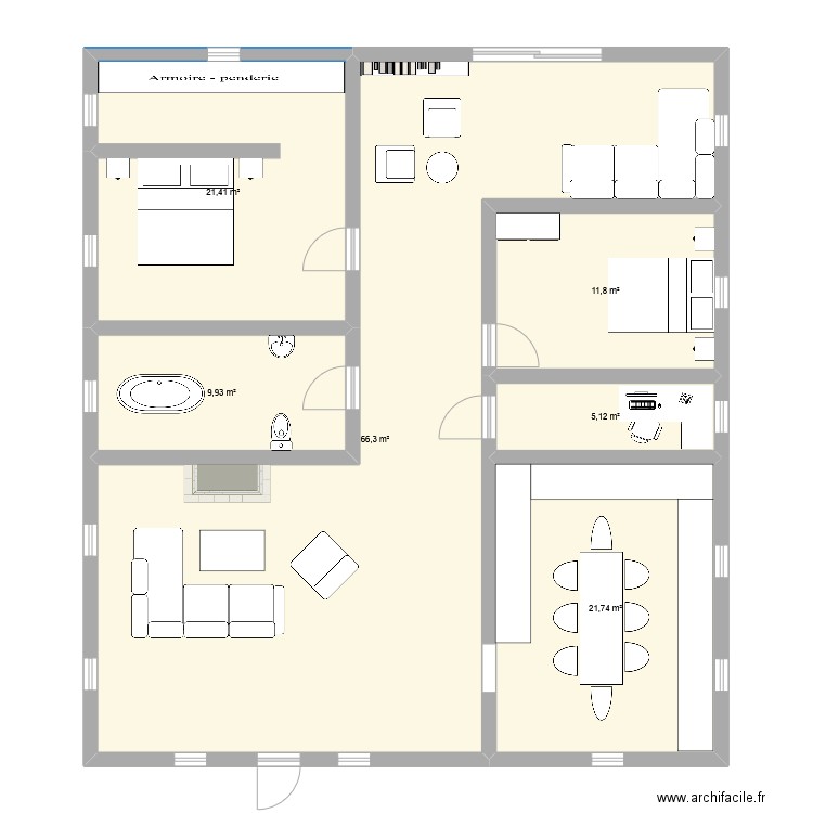 Cottage de Cal. Plan de 6 pièces et 136 m2