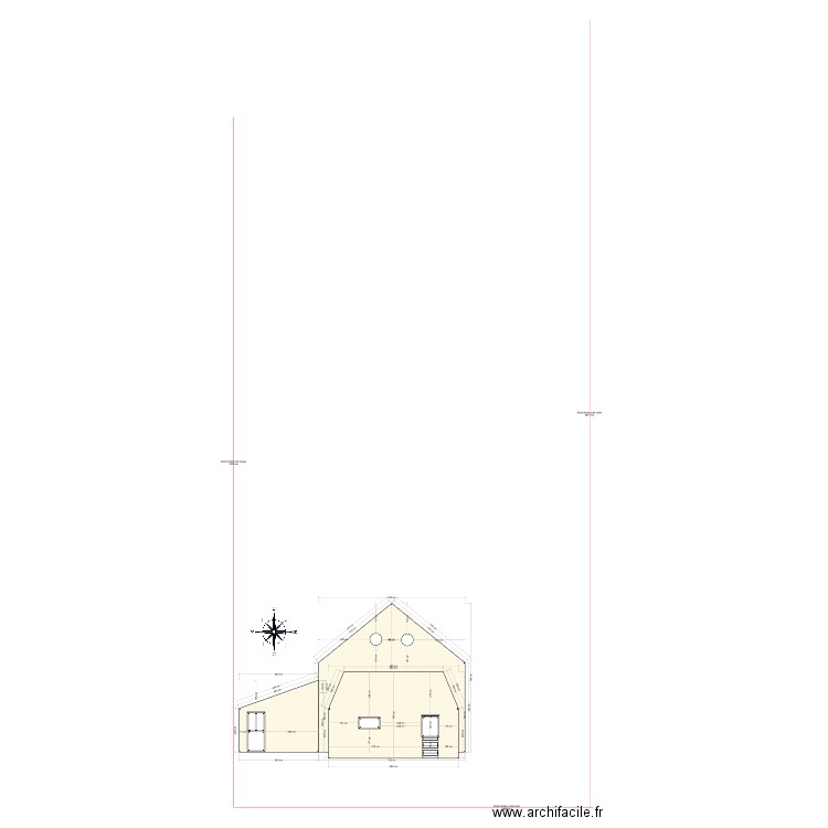 plan de coupe avant travaux coté jardin. Plan de 1 pièce et 4 m2