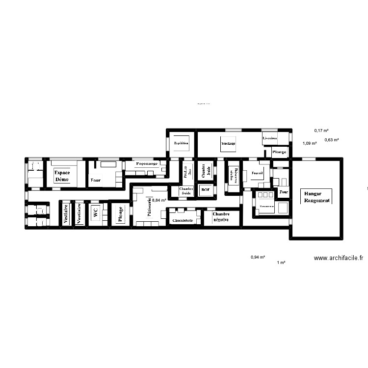 Plan laboratoire . Plan de 20 pièces et 31 m2