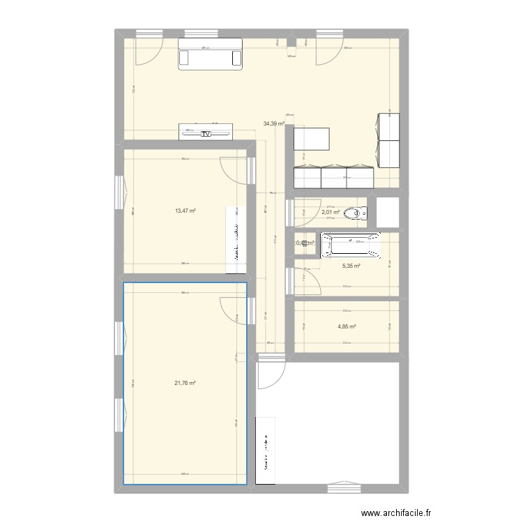 Appart Scy. Plan de 7 pièces et 82 m2