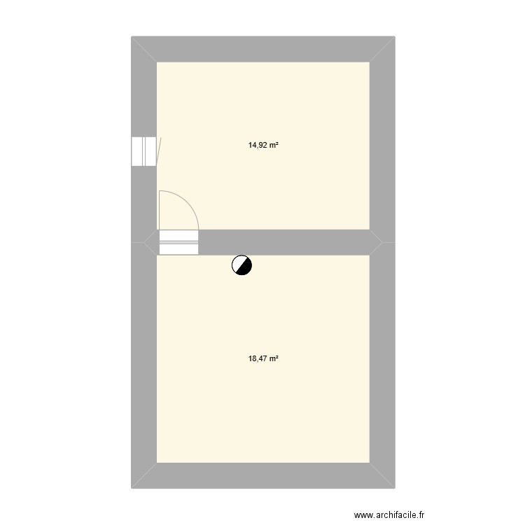 Anglure R+1. Plan de 2 pièces et 33 m2