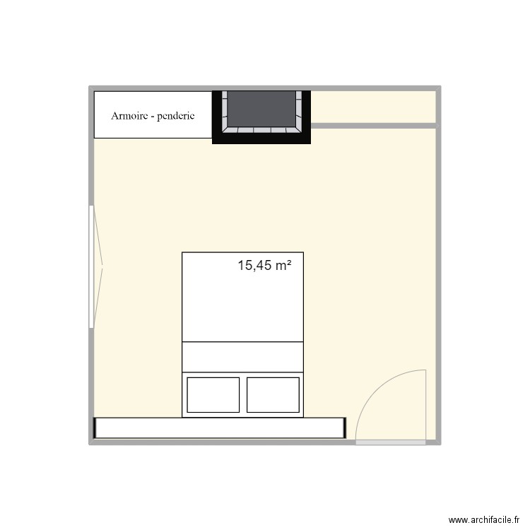 CHAMBRE. Plan de 1 pièce et 15 m2