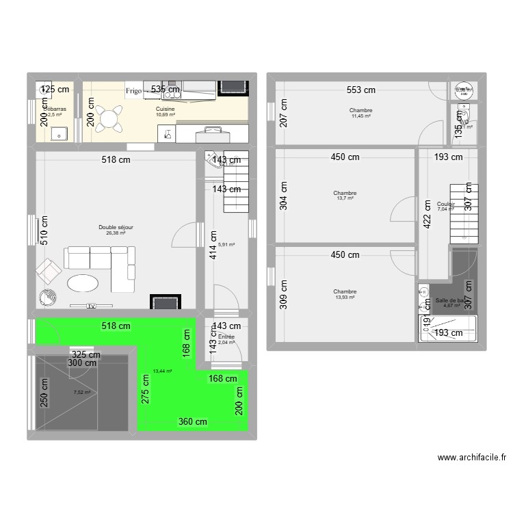 maison. Plan de 15 pièces et 122 m2