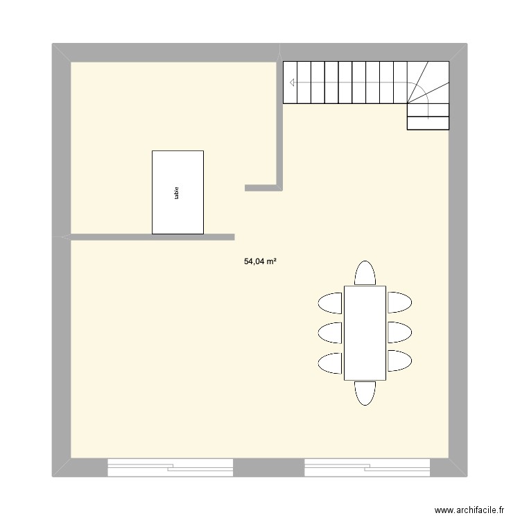 Cuisine. Plan de 1 pièce et 54 m2