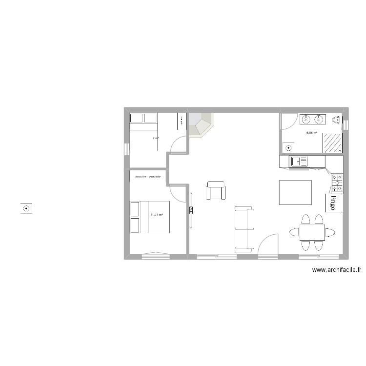 CHELLES. Plan de 3 pièces et 24 m2