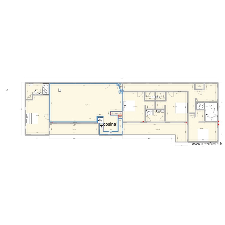 cuisine a. Plan de 18 pièces et 250 m2