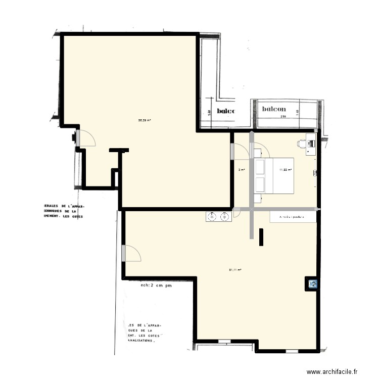 vInitiale. Plan de 5 pièces et 123 m2