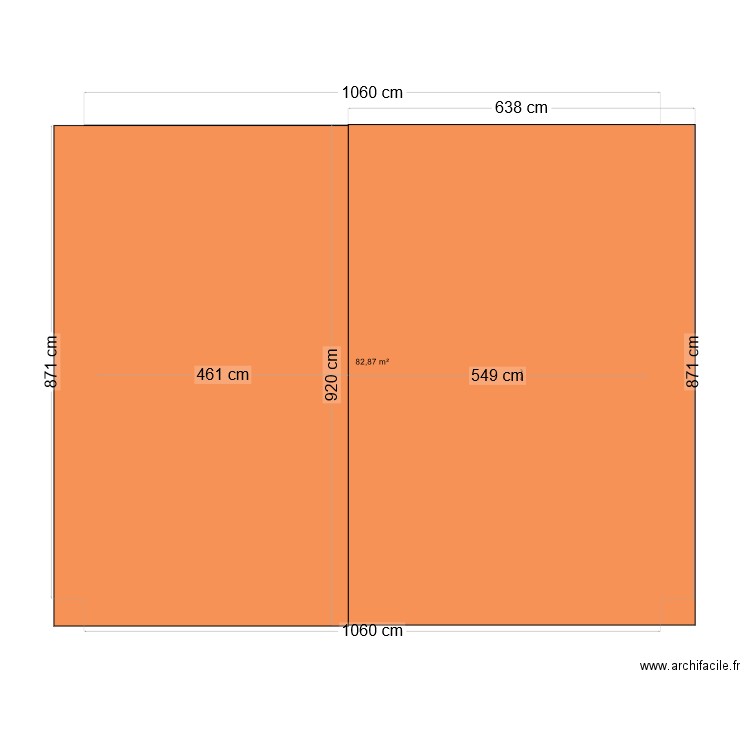 Toit. Plan de 1 pièce et 83 m2