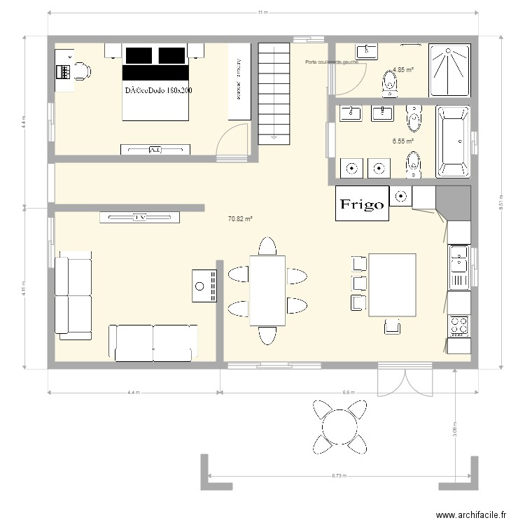 maison 80m² + terrasse 20 m². Plan de 8 pièces et 166 m2