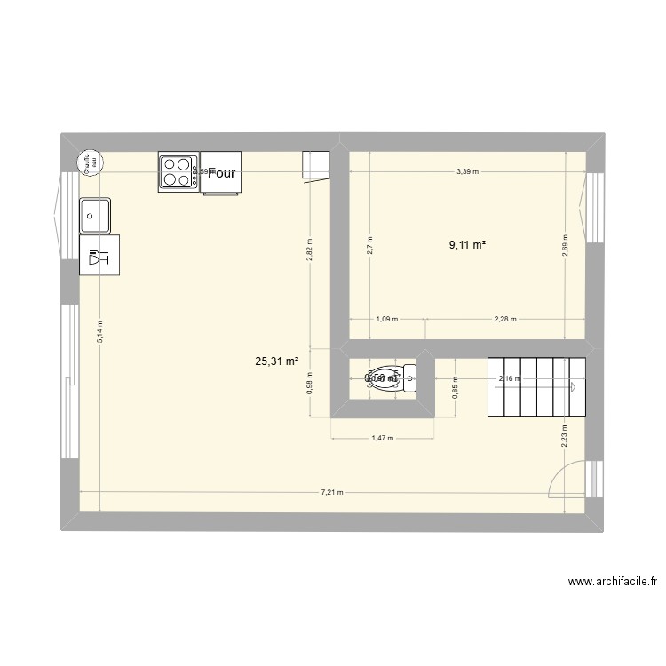 Maison Actuelle Sana. Plan de 3 pièces et 35 m2